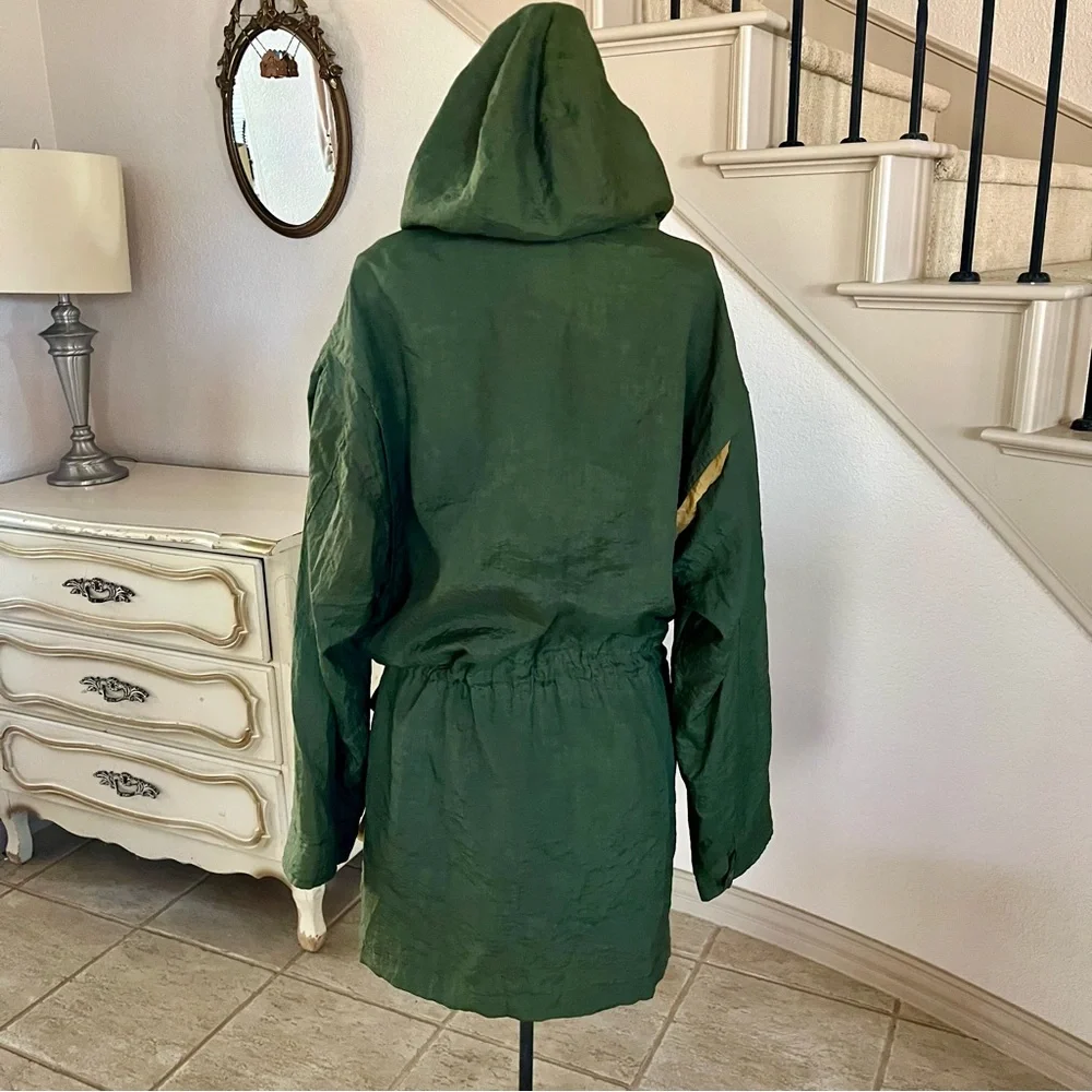 Eddie Bauer Utility Jacket Women's M Olive Green Hoodie WeatherEdge Coat Vintage